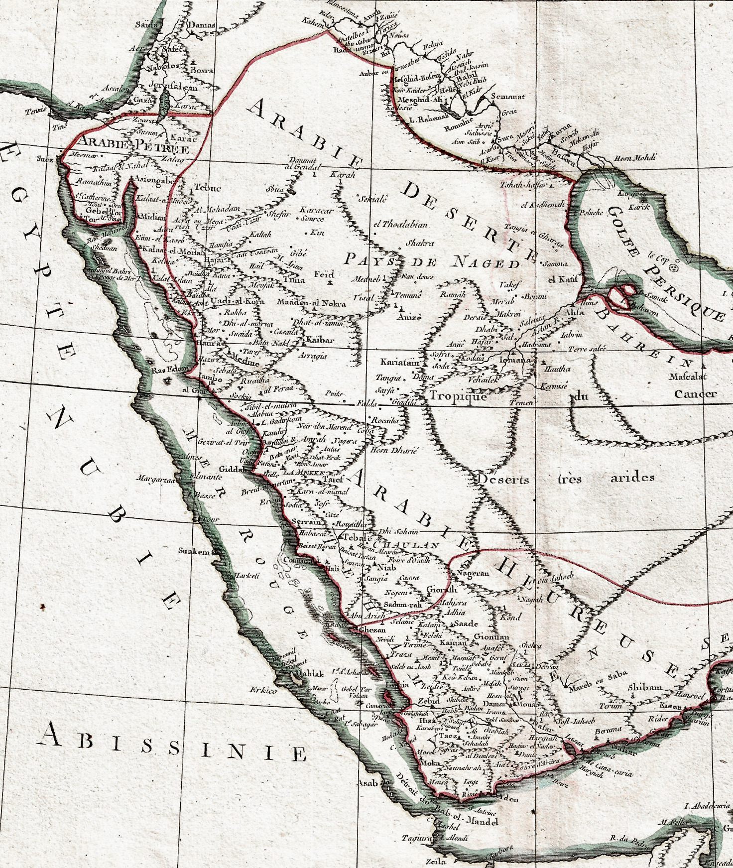 Carte de l'Arabie heureuse, gravée à Paris en 1771.